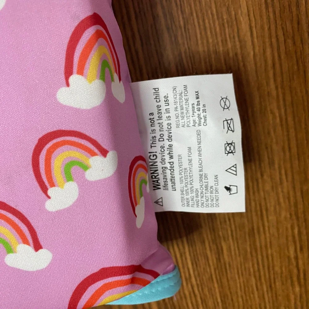 Bestway Puddle Jumper Swim Vest Kids 1+ Pink Rainbow Life Jacket 40lbs Max